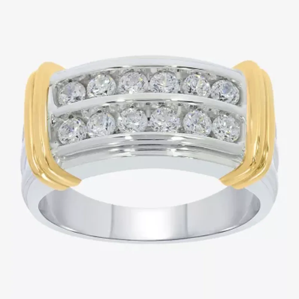 Mens 1 CT. T.W. Natural White Diamond 14K Gold Over Silver Sterling Fashion Ring