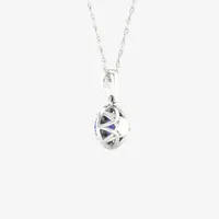 Womens Genuine Purple Tanzanite & 1/ CT. T.W. Mined White Diamond 10K White Gold Pendant Necklace