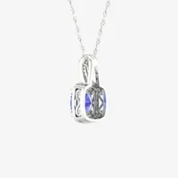 Womens Genuine Purple Tanzanite & 1/ CT. T.W. Natural White Diamond 10K White Gold Pendant Necklace