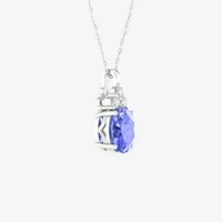 Womens Diamond Accent Genuine Purple Tanzanite 10K White Gold Pendant Necklace