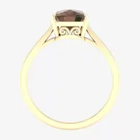 Womens Genuine Brown Quartz 10K Gold Cocktail Ring