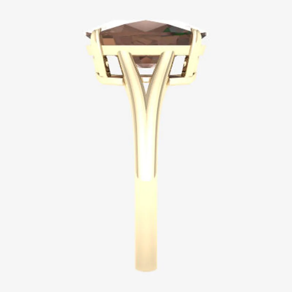 Womens Genuine Brown Quartz 10K Gold Cocktail Ring