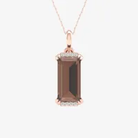 Womens Diamond Accent Genuine Brown Quartz 10K Rose Gold Pendant Necklace