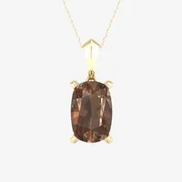 Womens Genuine Brown Quartz 10K Gold Pendant Necklace