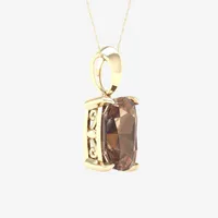 Womens Genuine Brown Quartz 10K Gold Pendant Necklace