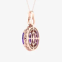 Womens Genuine Purple Amethyst & 1/3 CT. T.W.  Mined White Diamond 10K Rose Gold Pendant Necklace