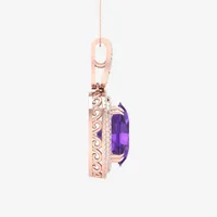 Womens Genuine Purple Amethyst & 1/ CT. T.W. Mined White Diamond 10K Rose Gold Pendant Necklace