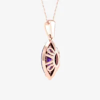 Womens Genuine Purple Amethyst & 1/ CT. T.W. Mined White Diamond 10K Rose Gold Pendant Necklace