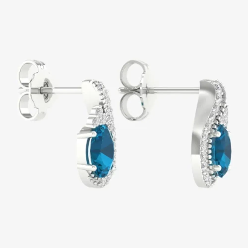 Genuine Blue Topaz Sterling Silver 12.8mm Stud Earrings