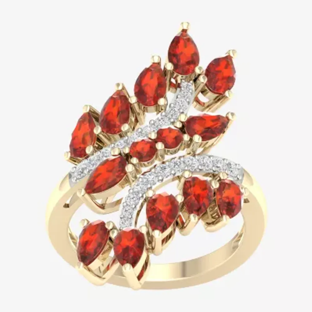 Womens 1/5 CT. Genuine Orange Citrine 10K Gold Cocktail Ring