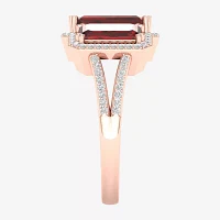 Womens 1/5 CT. Genuine Red Garnet 10K Rose Gold Cocktail Ring