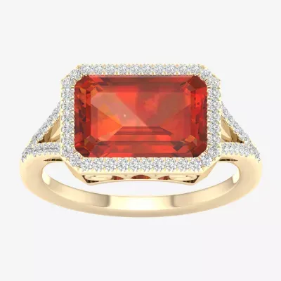 Womens 1/5 CT. T.W. Genuine Orange Citrine 10K Gold Halo Cocktail Ring