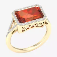 Womens 1/5 CT. T.W. Genuine Orange Citrine 10K Gold Halo Cocktail Ring