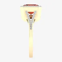 Womens 1/5 CT. T.W. Genuine Orange Citrine 10K Gold Halo Cocktail Ring