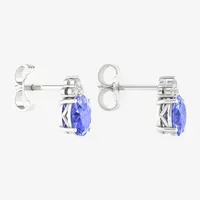 Genuine Diamond Accent Purple Tanzanite 10K White Gold 9.1mm Stud Earrings