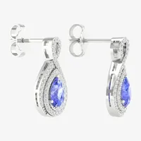 Genuine Purple Tanzanite & 1/3 CT. T.W. Mined White Diamond 10K White Gold 17.2mm Stud Earrings