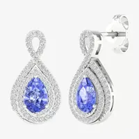 Genuine Purple Tanzanite & 1/3 CT. T.W. Mined White Diamond 10K White Gold 17.2mm Stud Earrings