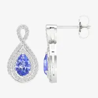 Genuine Purple Tanzanite & 1/3 CT. T.W. Mined White Diamond 10K White Gold 17.2mm Stud Earrings