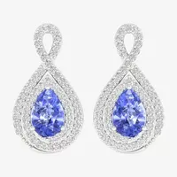 Genuine Purple Tanzanite & 1/3 CT. T.W. Mined White Diamond 10K White Gold 17.2mm Stud Earrings