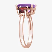 Womens Genuine Purple Amethyst 18K Rose Gold Over Silver Cocktail Ring