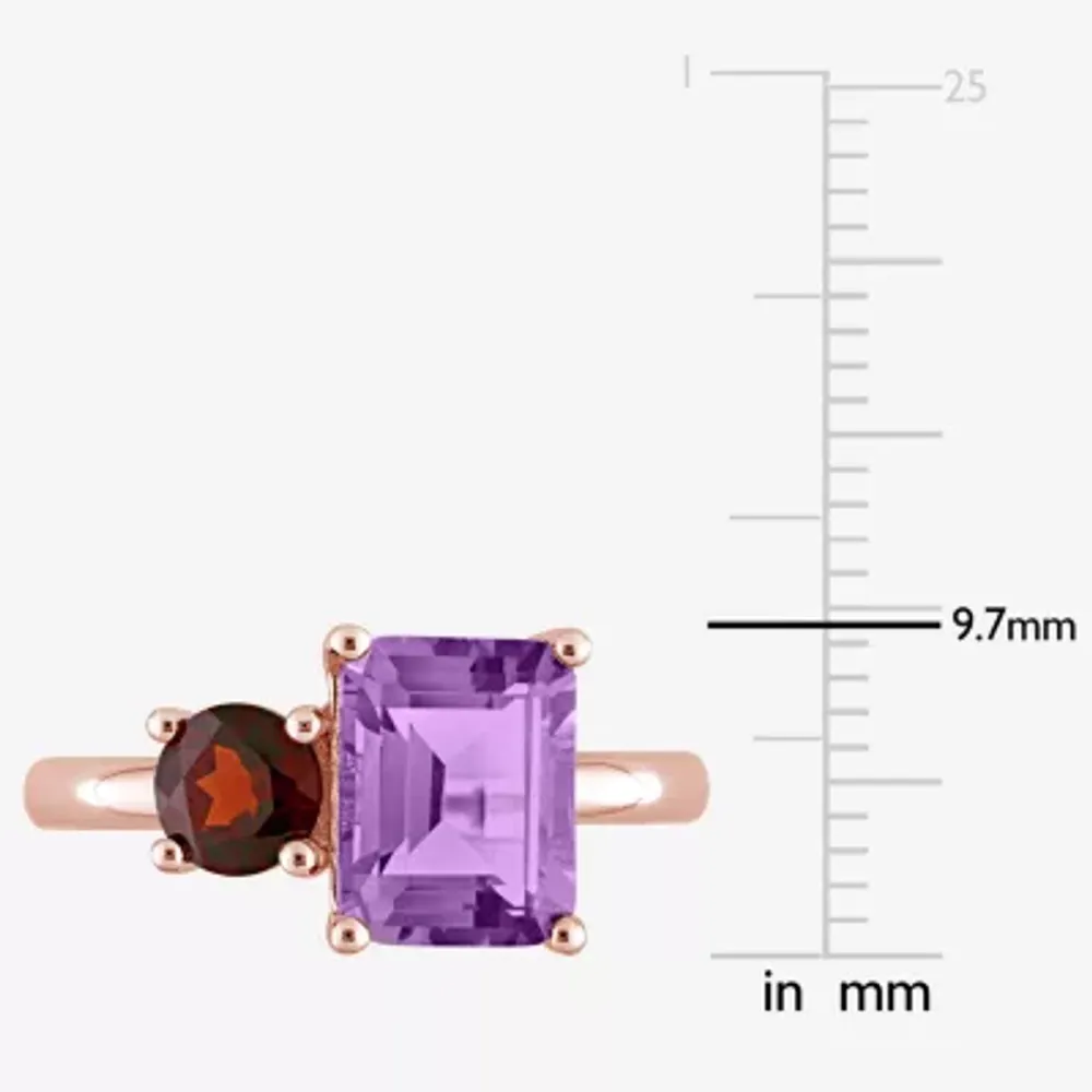 Womens Genuine Purple Amethyst 18K Rose Gold Over Silver Cocktail Ring