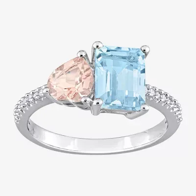 Womens Genuine Blue Topaz Sterling Silver Cocktail Ring