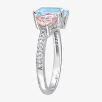 Womens Genuine Blue Topaz Sterling Silver Cocktail Ring