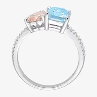 Womens Genuine Blue Topaz Sterling Silver Cocktail Ring