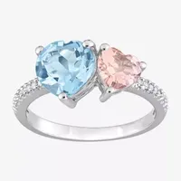 Womens Genuine Blue Topaz Sterling Silver Heart Cocktail Ring