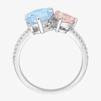 Womens Genuine Blue Topaz Sterling Silver Heart Cocktail Ring