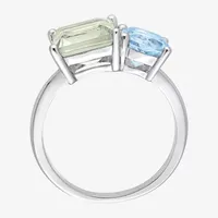 Womens Genuine Quartz Sterling Silver Cocktail Ring