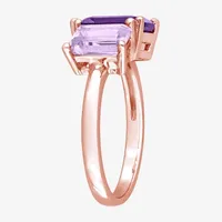 Womens Genuine Purple Amethyst 10K Rose Gold Over Silver Cocktail Ring