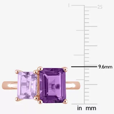 Womens Genuine Purple Amethyst 10K Rose Gold Over Silver Cocktail Ring