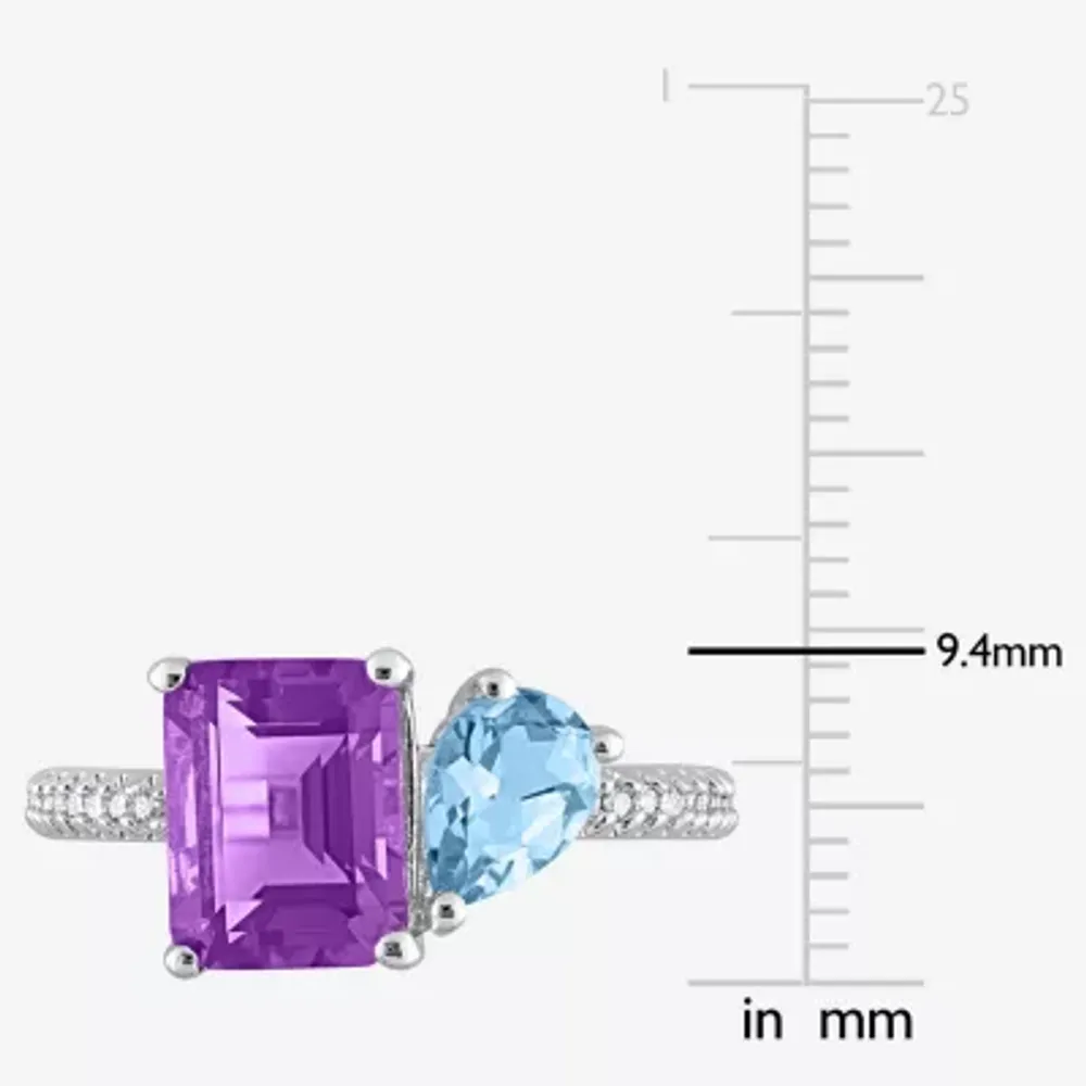 Oval Cut Green and Purple Amethyst Halo Cocktail Ring in Sterling Silv –  Katherine James Jewellery