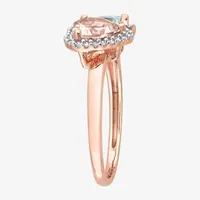 Womens Genuine Pink Morganite 10K Rose Gold Heart Cocktail Ring