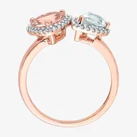 Womens Genuine Pink Morganite 10K Rose Gold Heart Cocktail Ring