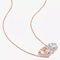 Womens Genuine Pink Morganite 10K Rose Gold Heart Pendant Necklace