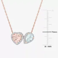 Womens Genuine Pink Morganite 10K Rose Gold Heart Pendant Necklace