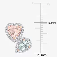 Genuine Pink Morganite 10K Rose Gold 15.4mm Heart Stud Earrings