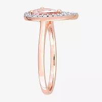 Womens Genuine Pink Morganite 18K Rose Gold Over Silver Cocktail Ring