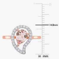 Womens Genuine Pink Morganite 18K Rose Gold Over Silver Cocktail Ring