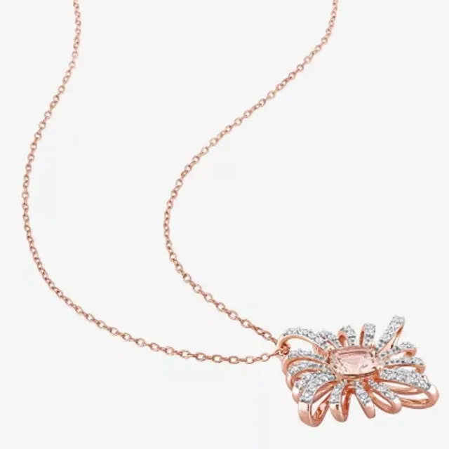 Womens Diamond Accent Genuine Pink Morganite 10K Rose Gold Heart Pendant  Necklace - JCPenney