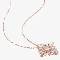 Womens Genuine Pink Morganite 18K Rose Gold Over Silver Pendant Necklace