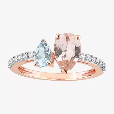 Womens Genuine Pink Morganite 10K Rose Gold Cocktail Ring