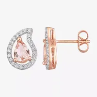 Genuine Pink Morganite 18K Rose Gold Over Silver 13.1mm Stud Earrings