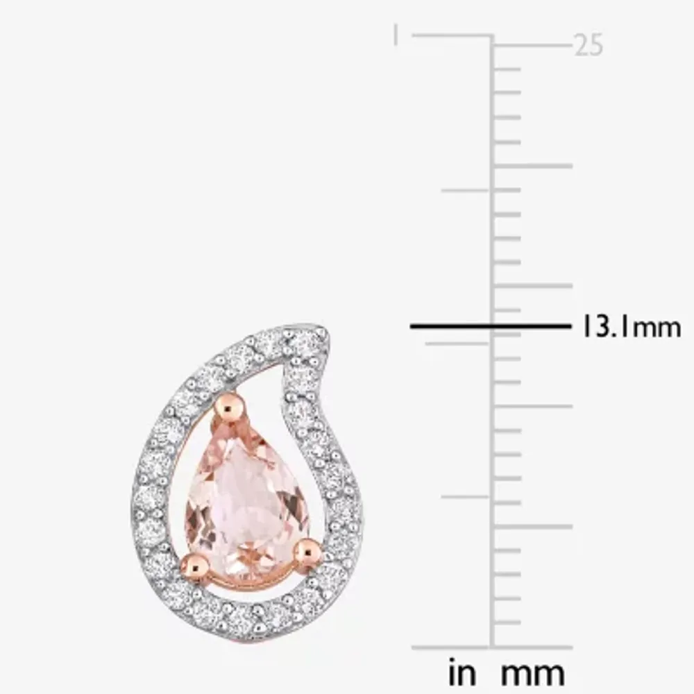 Genuine Pink Morganite 18K Rose Gold Over Silver 13.1mm Stud Earrings