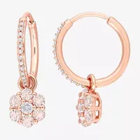 Genuine Pink Morganite 10K Rose Gold Flower Drop Earrings