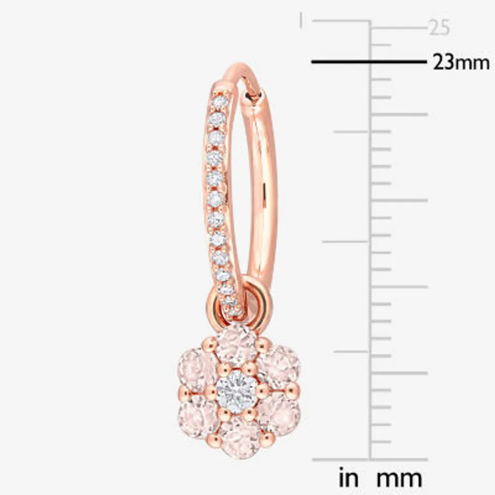 Genuine Pink Morganite 10K Rose Gold Flower Drop Earrings