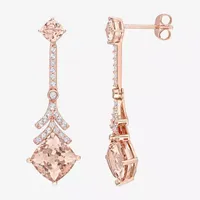 Genuine Pink Morganite 10K Rose Gold Drop Earrings