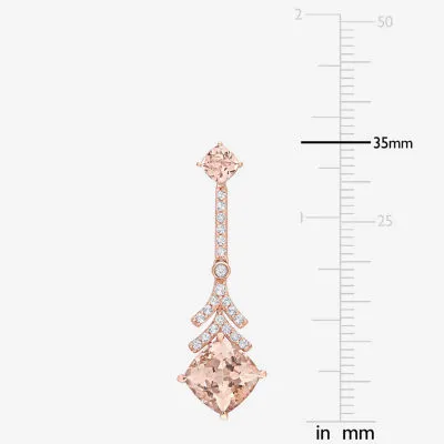 Genuine Pink Morganite 10K Rose Gold Drop Earrings